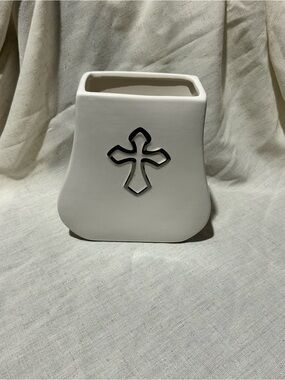 White Ceramic Cross Vase